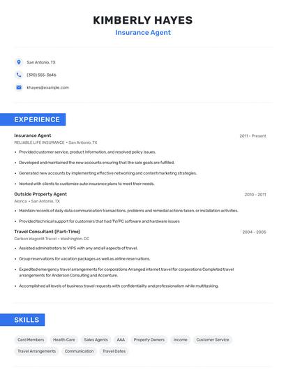 Insurance Agent Resume