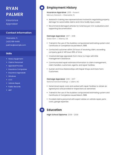 Insurance Appraiser Resume