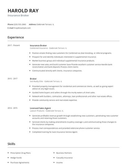 Insurance Broker Resume