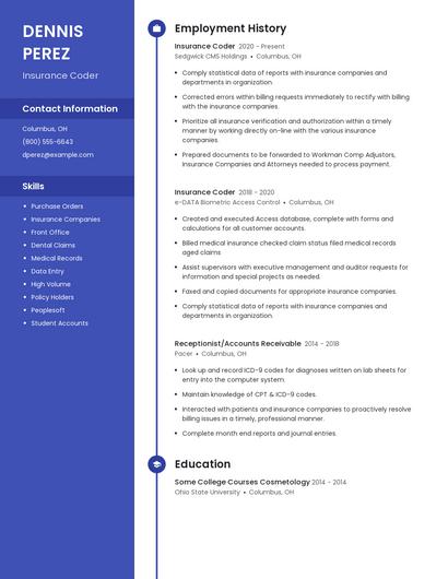 Insurance Coder Resume