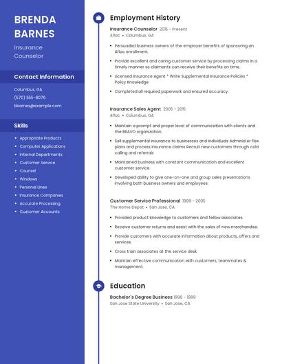 Insurance Counselor Resume