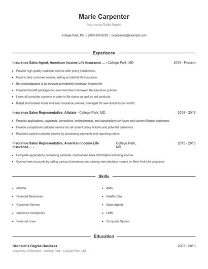 Resume example 1