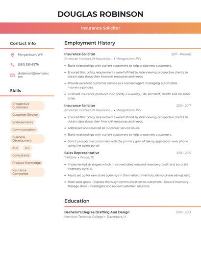 Insurance Solicitor Resume