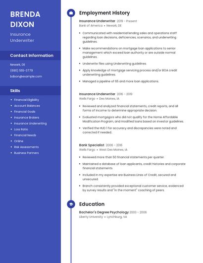 Insurance Underwriter Resume