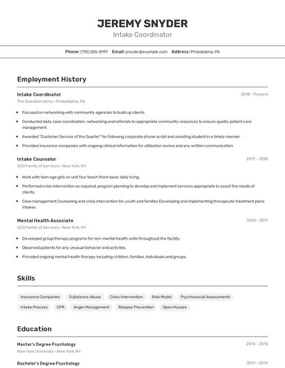 Resume example 2