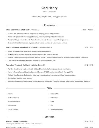 Resume example 1