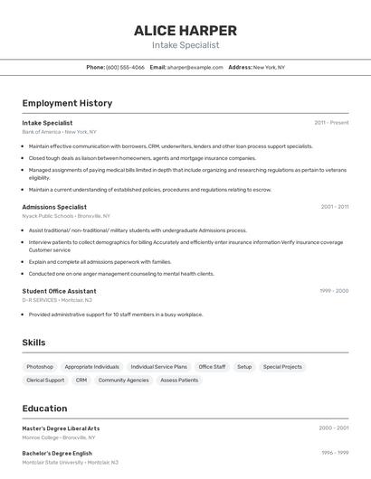 Resume example 2