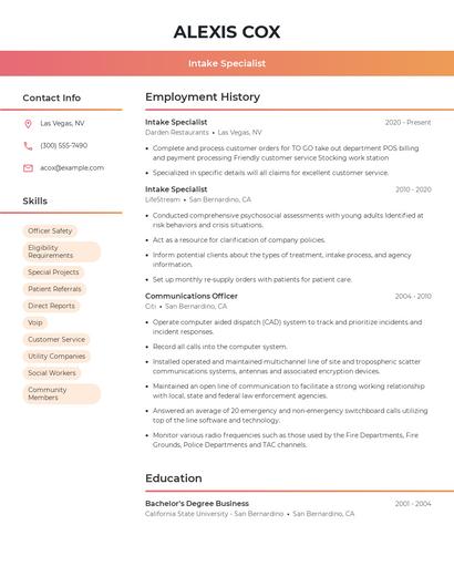 Resume example 3