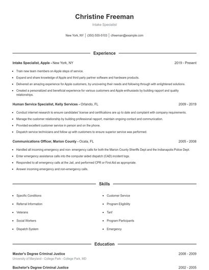 Resume example 1