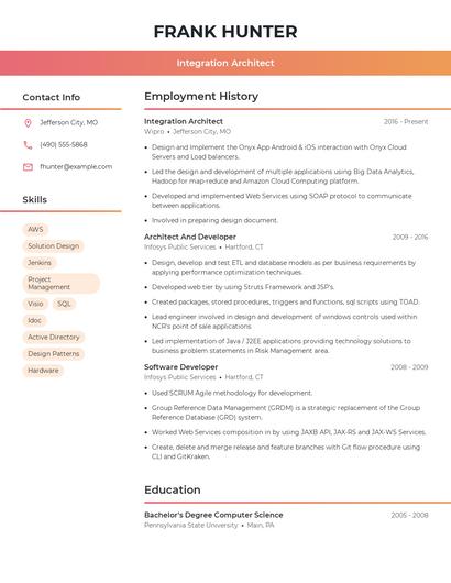 Integration Architect Resume