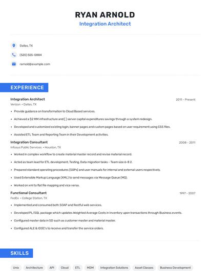 Integration Architect Resume