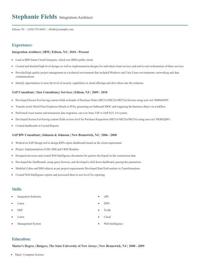 Integration Architect Resume