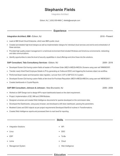Integration Architect Resume
