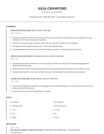 Integration Developer Resume