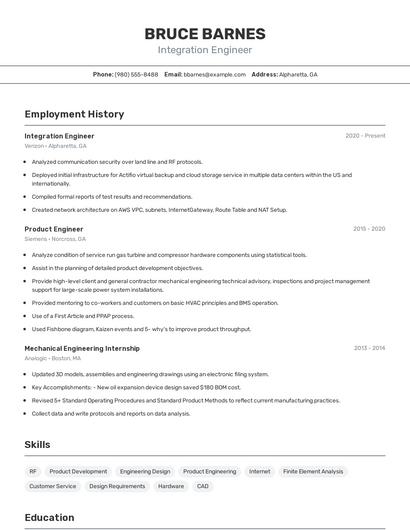 Resume example 2