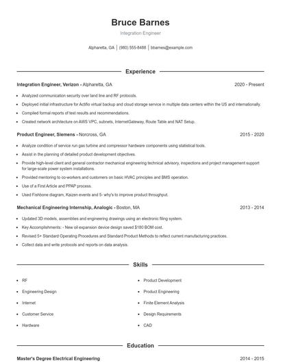 Resume example 1