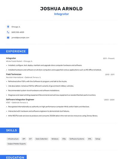 Integrator Resume