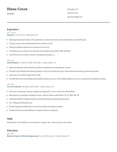 Integrator Resume