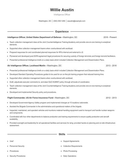 Resume example 1