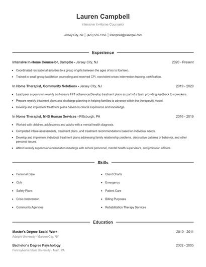 Resume example 1