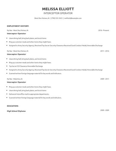Interceptor Operator Resume