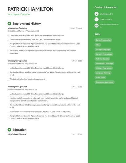 Interceptor Operator Resume