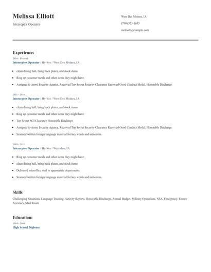 Interceptor Operator Resume