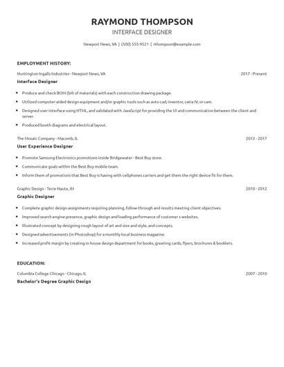 Interface Designer Resume