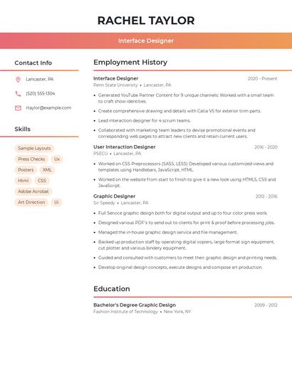 Interface Designer Resume