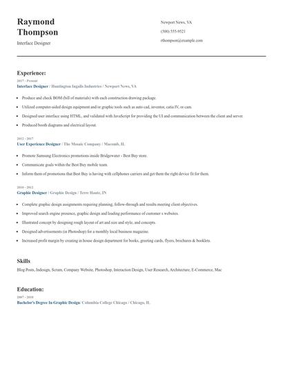 Interface Designer Resume