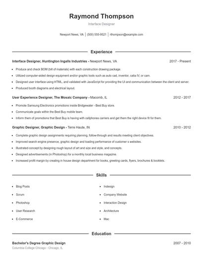 Interface Designer Resume