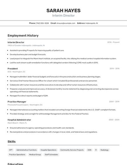 Interim Director Resume