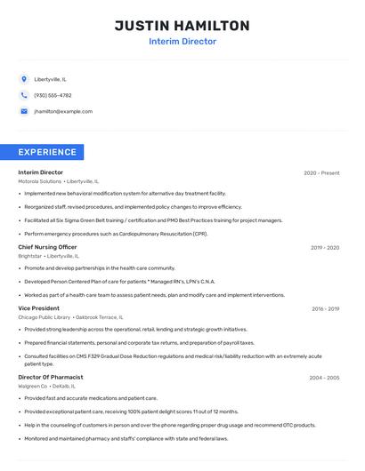 Interim Director Resume