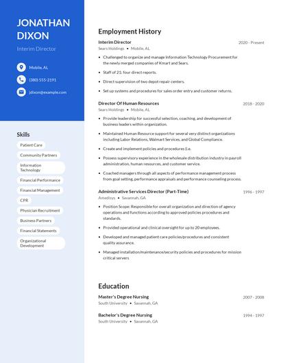 Interim Director Resume