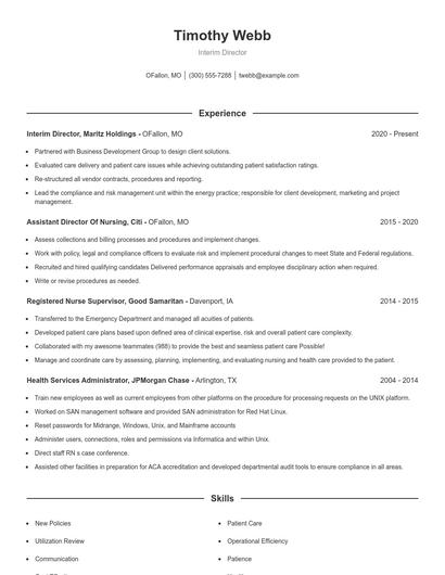 Interim Director Resume