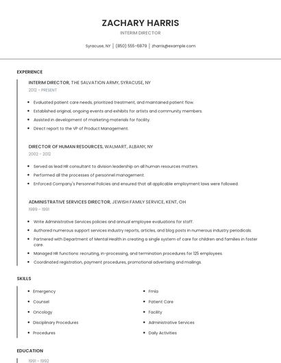 Interim Director Resume