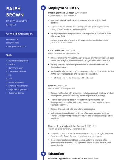 Interim Executive Director Resume