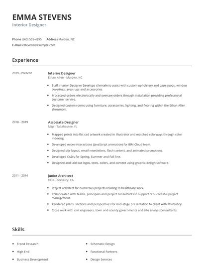 Interior Designer Resume