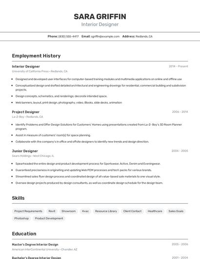 Interior Designer Resume