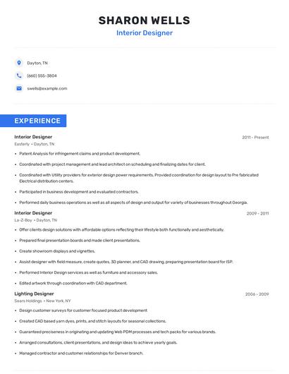 Interior Designer Resume