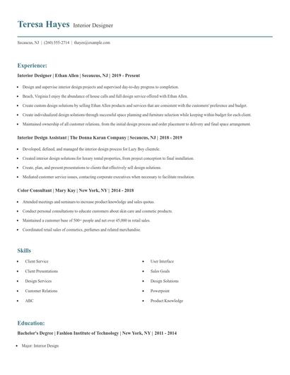 Interior Designer Resume