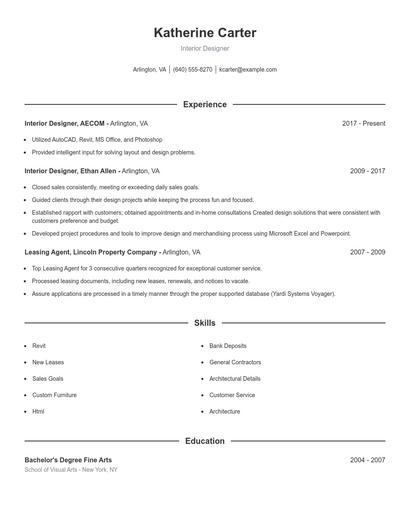Interior Designer Resume