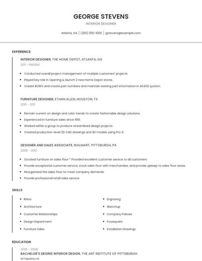 Interior Designer Resume