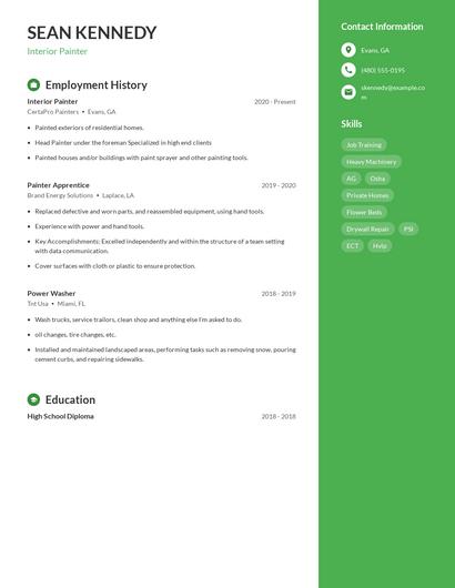 Interior Painter Resume
