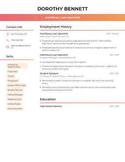 Interlibrary Loan Specialist Resume