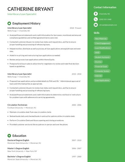 Interlibrary Loan Specialist Resume