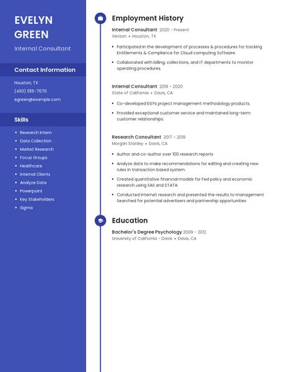 Internal Consultant Resume
