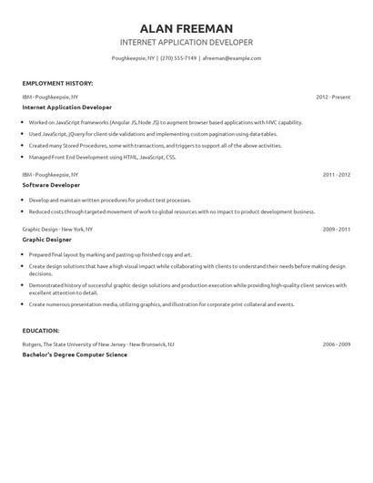 Internet Application Developer Resume
