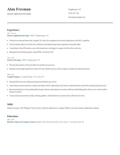 Internet Application Developer Resume