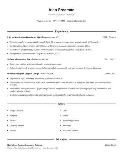 Internet Application Developer Resume